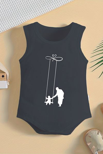 ADABEBEK 100% Cotton Atatürk and Infinity Detailed Printed Baby Bodysuit with Snap Fasteners