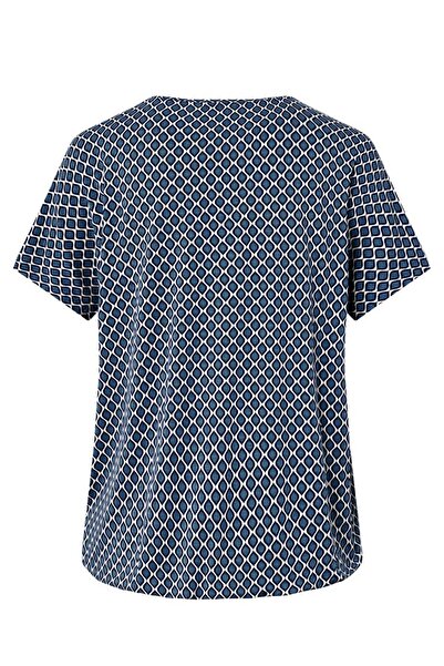 Tchibo Women Bateau Neckline Short Sleeves Abstract Blouse, Blue