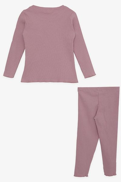 Breeze Girl's Tights Set, Sequined Text Printed, 1.5-5 Years, Dried Rose