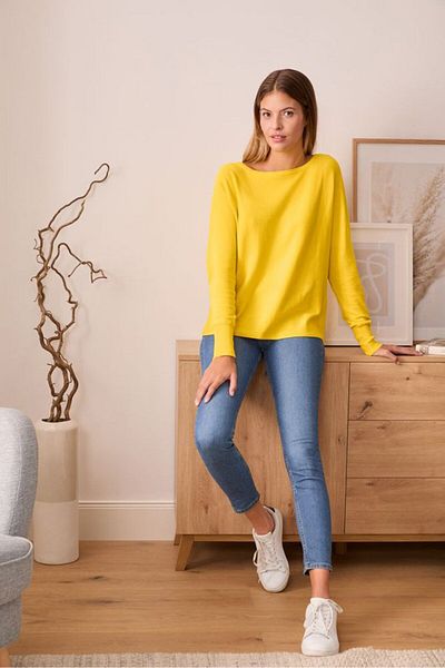 Tchibo Women Boat Neck Long Sleeve Knit Top, Yellow