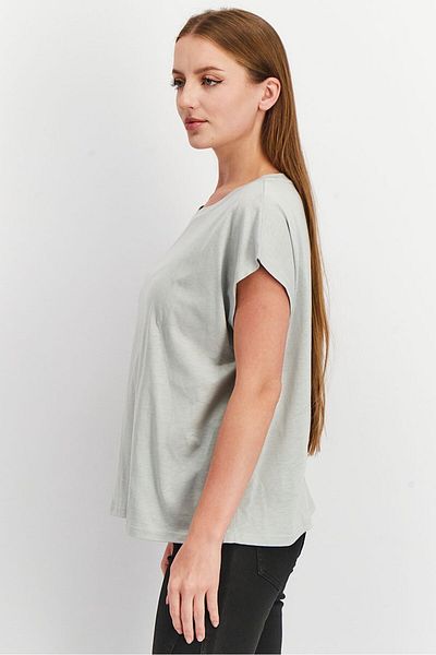 Tchibo Women Comfort Fit Cap Sleeve Yoga Tops, Grey