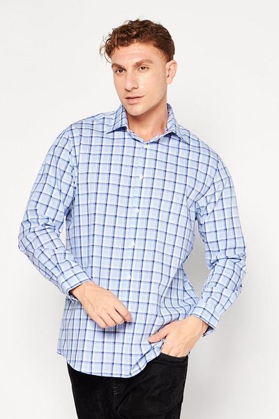 Michael Kors Men Regular Fit Checkered Long Sleeves Dress Shirt, Multicolor