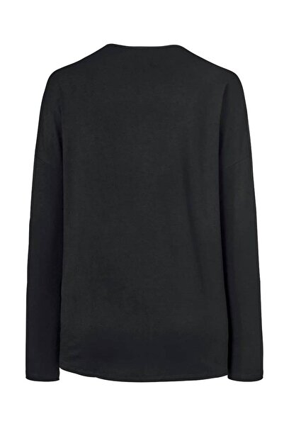 Tchibo Women Round Neck Long Sleeve Plain Top, Black