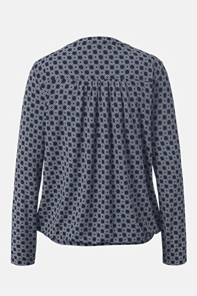 Tchibo Women V-Neck Long Sleeves Geometric Pattern Blouse, Navy