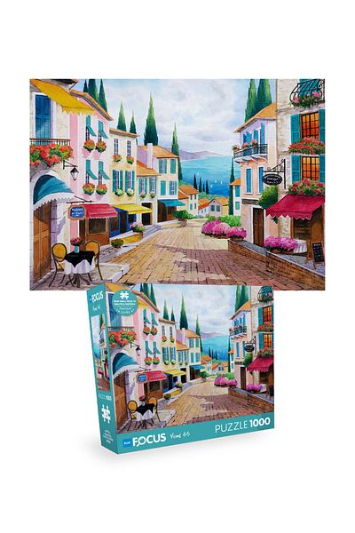 Blue Focus 2 Piece 1000 Piece Puzzle - Cupcake Shop and Beautiful Beach Street