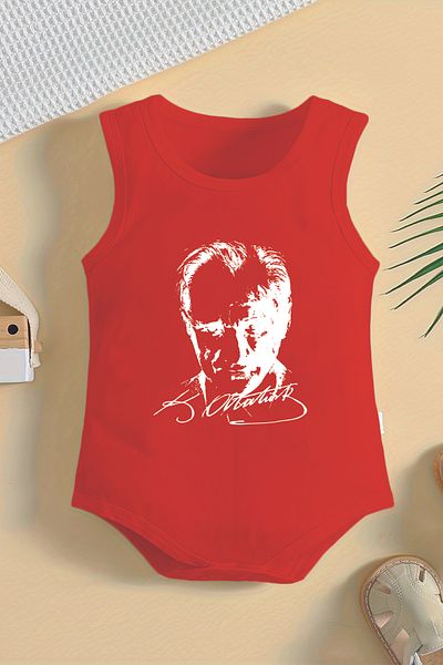 ADABEBEK 100% Cotton Ataturk Shadow Printed Baby Body with Snap Fasteners 10053-1