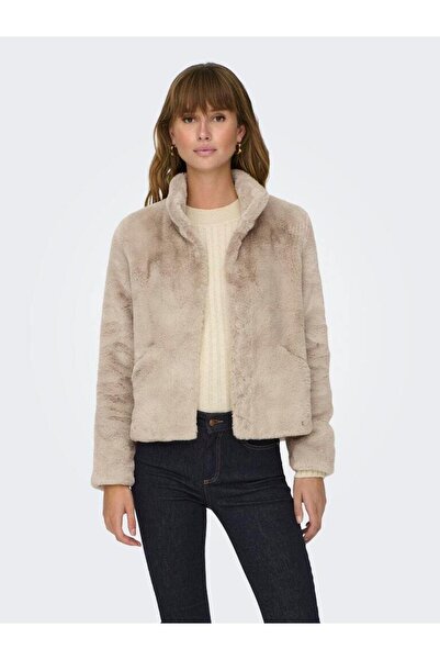 ONLY Onlnewvida 15295423 Humus Faux Fur Γυναικείο δερμάτινο παλτό και μπουφάν - CC Otw