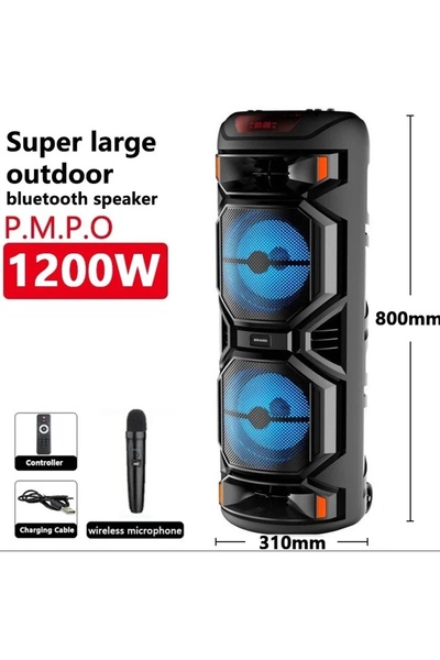 SIGHTZER BÜYÜK BOY KABLOSUZ MİKROFONLU ŞARJLI HOPARLÖR KARAOKE BLUETOOTH SPEAKER