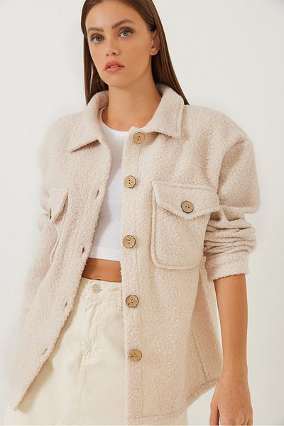 Bianco Lucci Damenjacke aus Börümcük-Stoff mit Doppeltaschen – 4636
