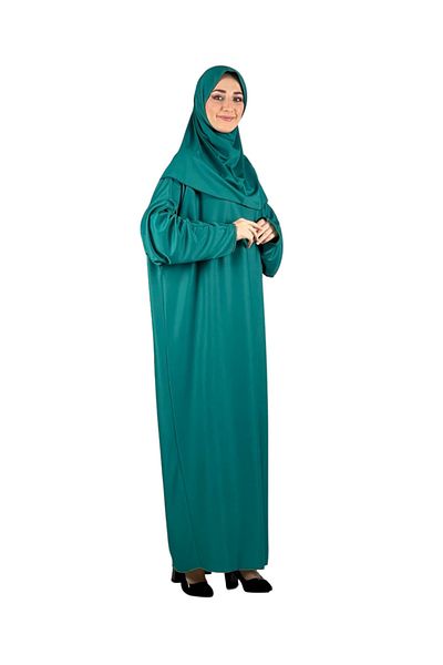Modish Group Islamic Clothing Set - Prayer Dress, Scarf, Prayer Rug, Rosary and Ferace Turban Shawl