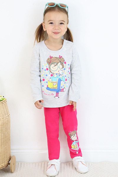 Breeze Girl's Capri Tights Suit Girl Printed 1.5-5 Years, Light Gray Melange