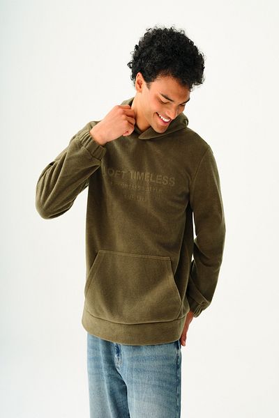 Loft 2037418   Khaki Men's Hooded Kangaroo Pocket Fleece Sweat