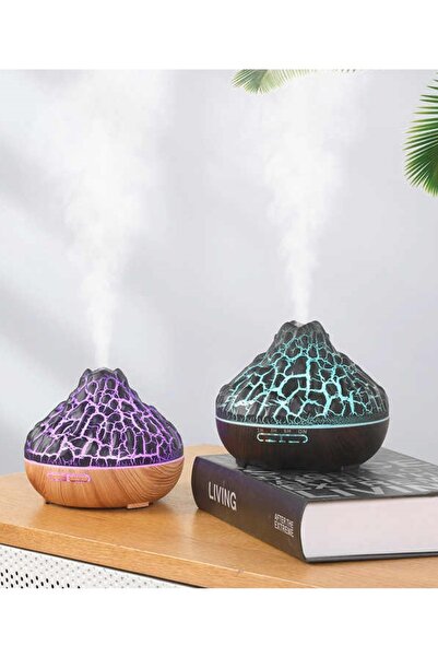 IDOR COSMETICS Ultrasonik Hava Nemlendirici Aromatik Oda Kokusu 7 Renk Led Işıklı Buhar Makinası Volkan