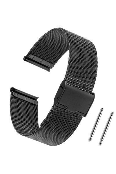 Saatse 18mm Siyah Hasır Paslanmaz Çelik Saat Kordonu Metal Kayış