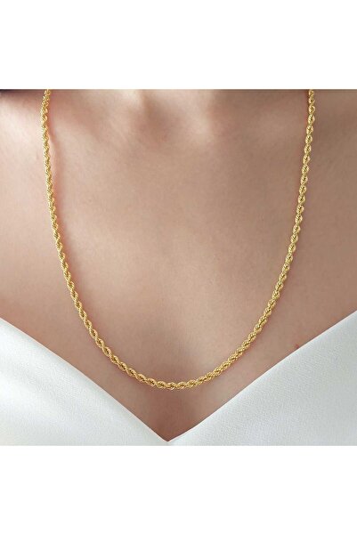 Altınbeyi ALTINBEYI 22 Ayar Altın Halat Burgu Zincir Kolye 60 Cm 10.59 Gr. (Kalınlık 3mm) ABY22ZC007