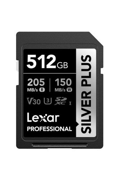 Lexar 512Gb Silver Plus Sd Uhsi V30 U3 205Mb/S Memory Card