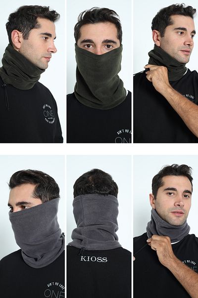 DONEX Unisex pachet de 2 guler de iarnă din lână-afumat-kaki