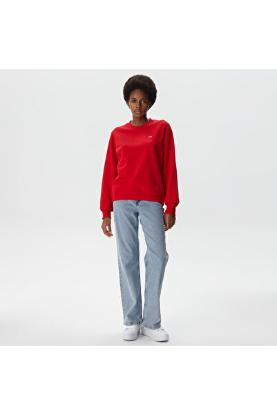 Lacoste Kadın Regular Fit Bisiklet Yaka Kırmızı Sweatshirt
