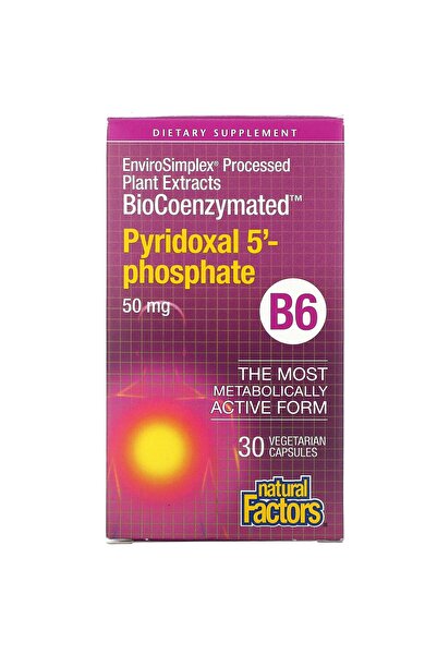 Natural Factors B6 Biocoenzymated Pyridoxal 5 - Phosphate, 50 mg, 30 Veggie C...