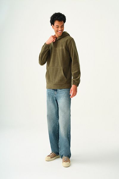 Loft 2037418   Khaki Men's Hooded Kangaroo Pocket Fleece Sweat
