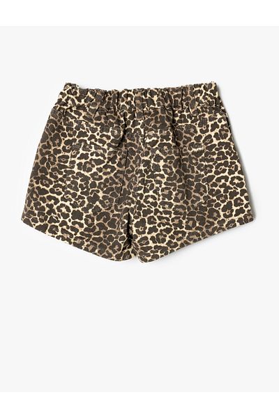 Koton Bavlněné dvouřadé džínové šortky s leopardím vzorem sukně - detail na knoflík