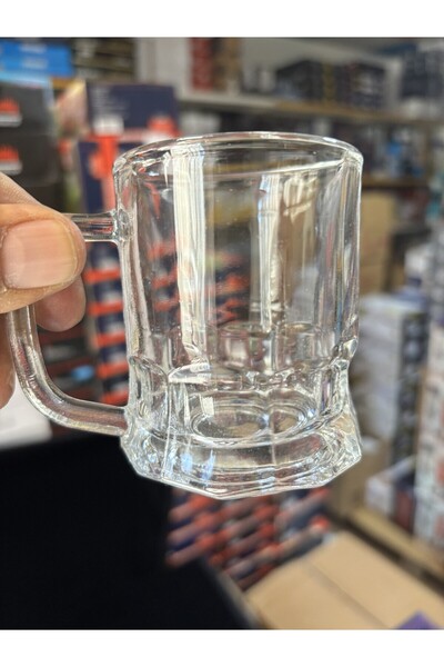 DİBA AVM Glass Cup with Handle, Glass Cup, Tea and Coffee Cup, Glass 120 Ml, 6 Pieces