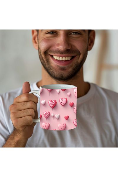 Evion Heart Printed 3D Design Ceramic Mug - Mug