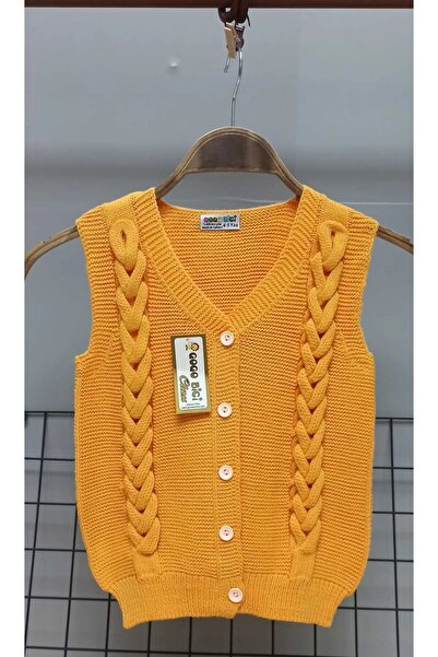 tinitins kız çocuk kız bebek Saç Örgülü Düğmeli Mevsimlik Kız Çocuk Triko Yelek