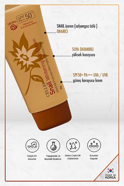 DR. CELLIO Snail Extract Brightening SPF50 Sunscreen Cream - Uva/UVB Effect, Made in Korea