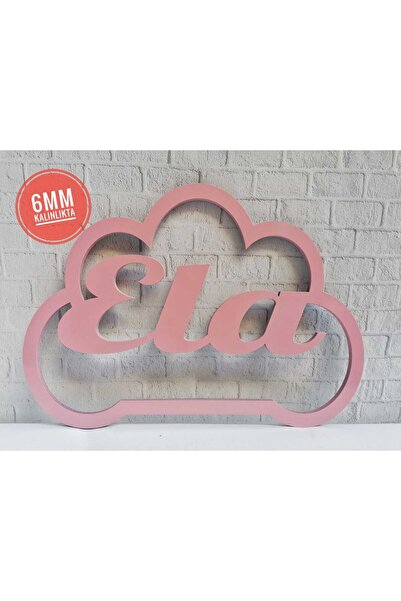Macraworld 6mm Boyalı Ahşap  Kişiye Özel / İsimli Makrome Bulut Kasnak