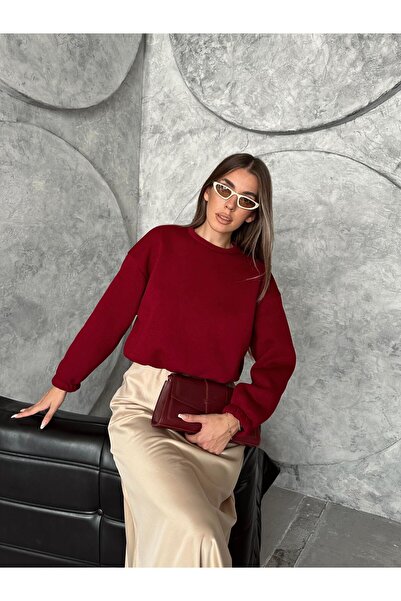 SEDA FİDAN BOUTIQUE ثلاثة خيوط مرنة عند الخصر، لون بوردو