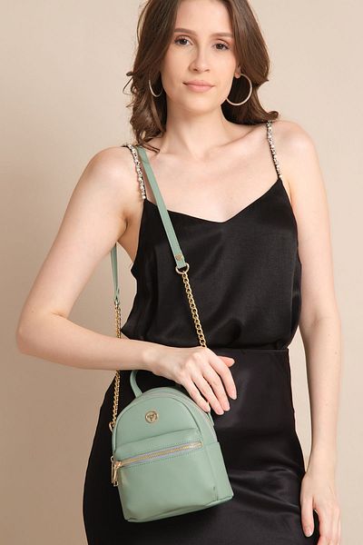 Garbalia Mint Green Merida Women's Shoulder Bag - Small Size, Strap, Zipper and Card Holder