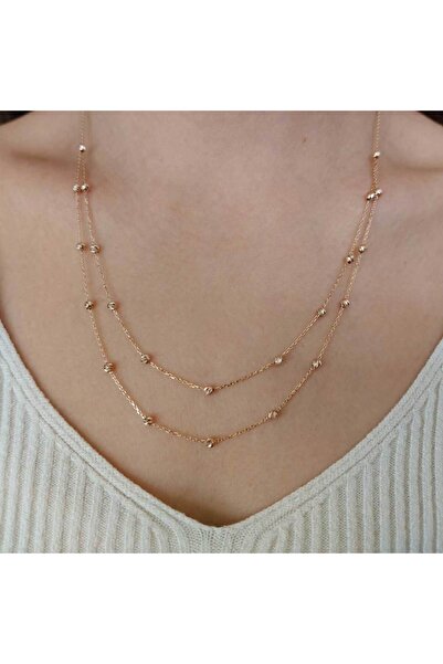 Altınbeyi İki Sıra Dorika Kolye Rose 14 Ayar Altın 3.60 gram