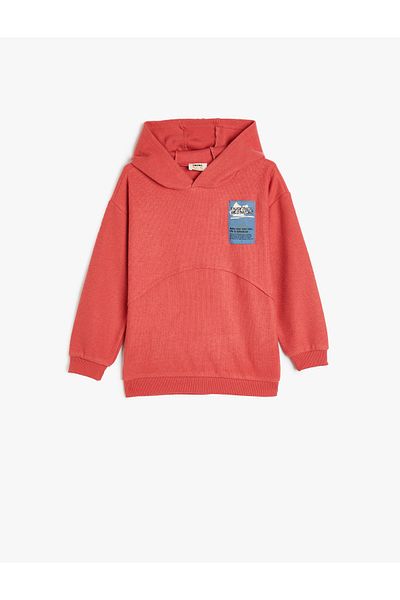 Koton Langärmliges, übergroßes Kapuzen-Sweatshirt mit Applikationsdetail