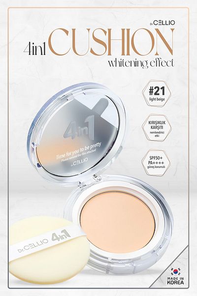 DR. CELLIO 4in1 BBOYAN Cushion SPF50+ PA++++ Whitening /#21 Light Beige Powder