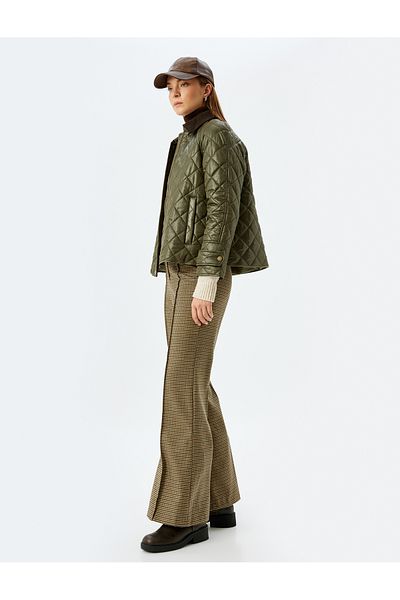 Koton Straight Leg Plaid Fabric Trousers