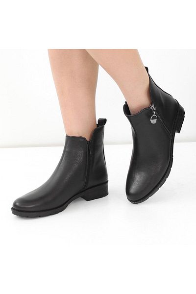 Celal Gültekin Women's Black Double Zipper Leather Boots