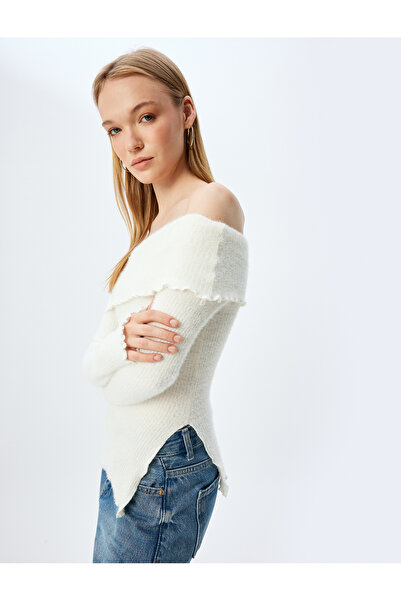 Koton Bluză cu guler Madonna cu mânecă lungă, cu umăr dezactivat