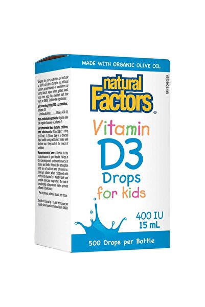 Natural Factors قطرات فيتامين د3 للأطفال، 400 وحدة دولية، 15 مل