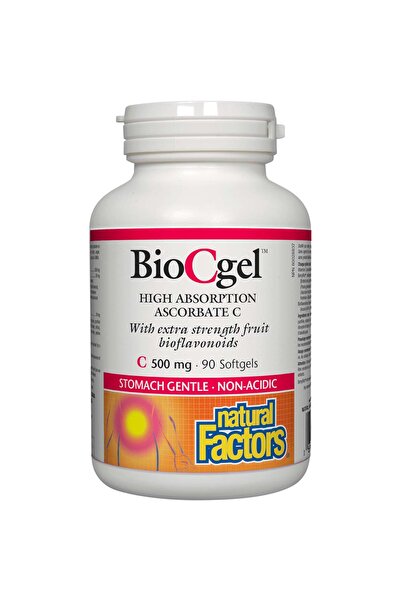 Natural Factors BioCgel أسكوربات سي عالي الامتصاص، 500 مجم، 90 كبسولة هلامية