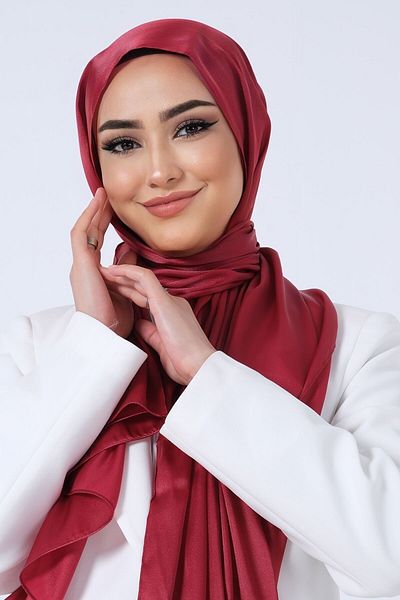 HAREM SCARF Κρυστάλλινο σατέν μπορντό σάλι Harem