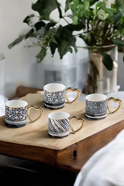 Digithome Artemis Porcelain 4-Piece Gold Gilt Mug Set – Kai-05490