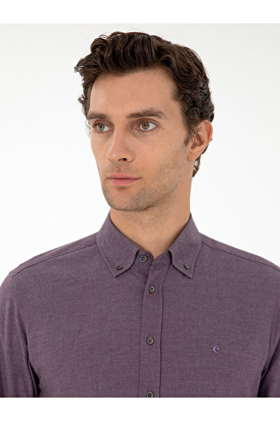 Cacharel Mürdüm Slim Fit Uzun Kollu Gömlek 50291698-VR074