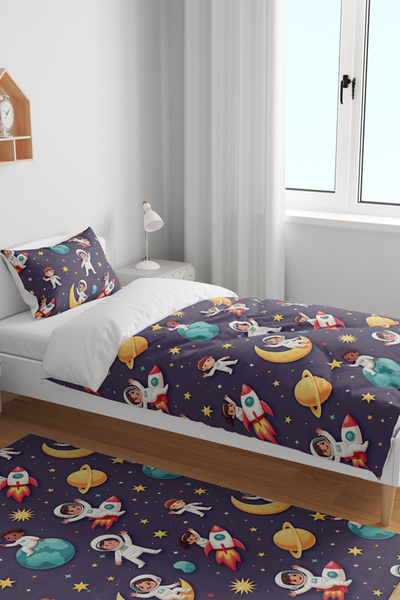 Viadela Space Themed Children's Duvet Cover Set (Without Sheets)