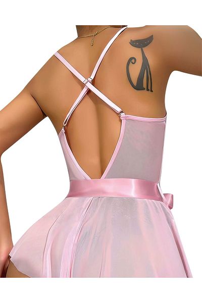 Cooqpoo Έκπτωση 50% Ροζ S/m-l/xl Μέγεθος Τούλι Διαφανές Floral String Babydoll