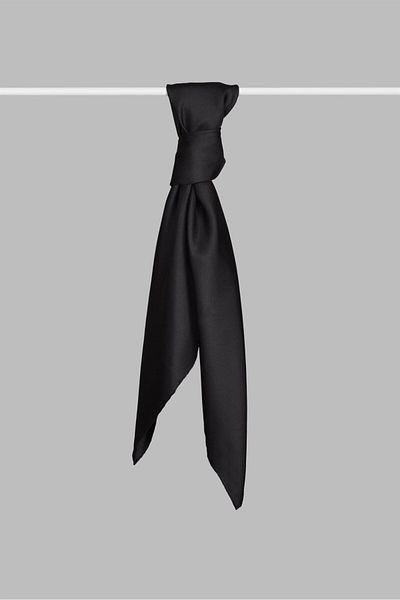ARMANDA Black Armanda Plain Twill Silk Scarf 4445