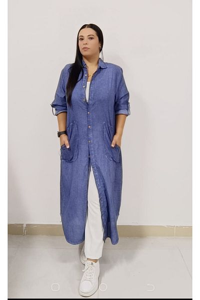AKŞEN GİYİM Rochie Testettüre 100% bumbac mărime mare - 120 cm înălțime cu nasturi pe lungime