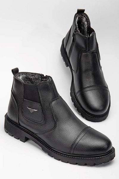 sefayol Черни мъжки боти с цип от матова кожа Benars