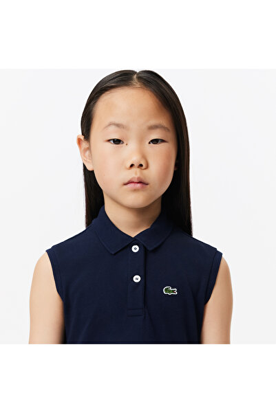 Lacoste Kız Çocuk Kolsuz Polo Yaka Lacivert Elbise