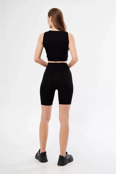 Moka Shopin Mokashopin High Waisted Diving Crops Biker Shorts Suit - Black